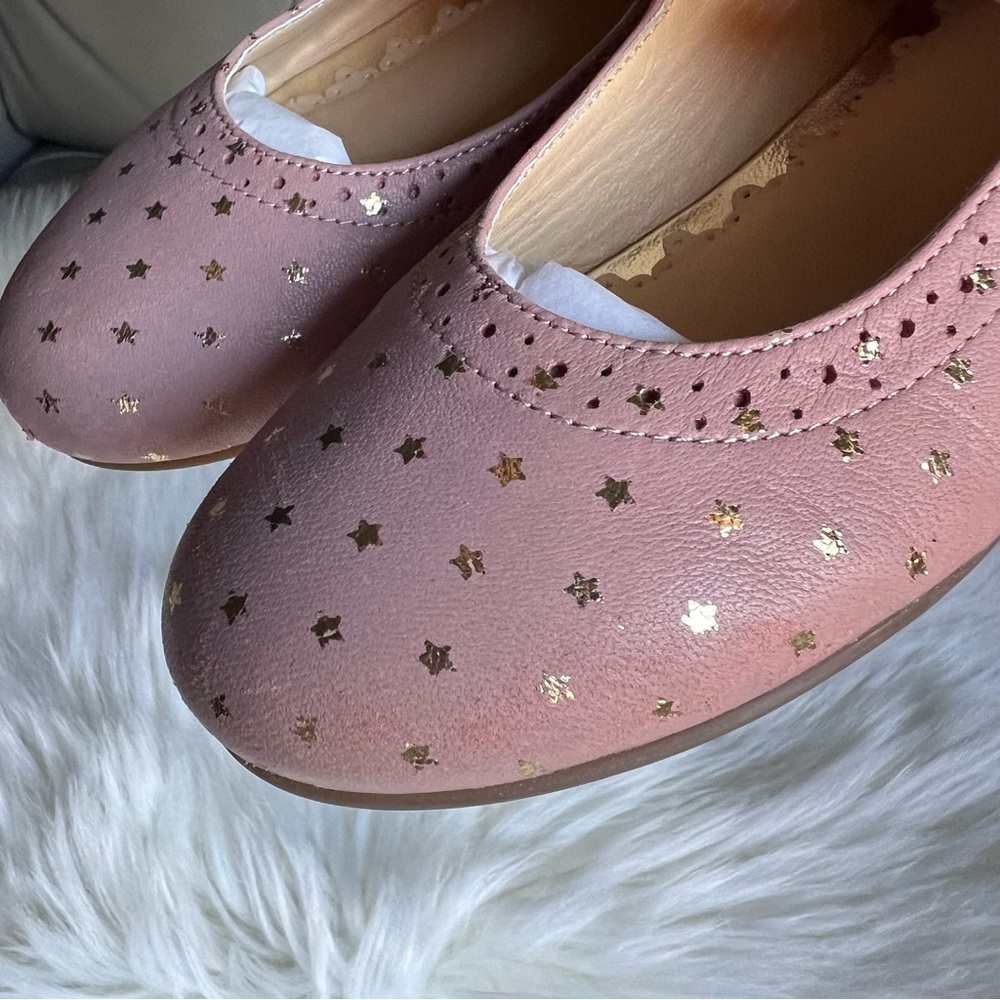Mini Boden Girls Gold Star Leather Mary Janes Ballet Pink Sz 32 US 1 Wedding - Picture 9 of 17